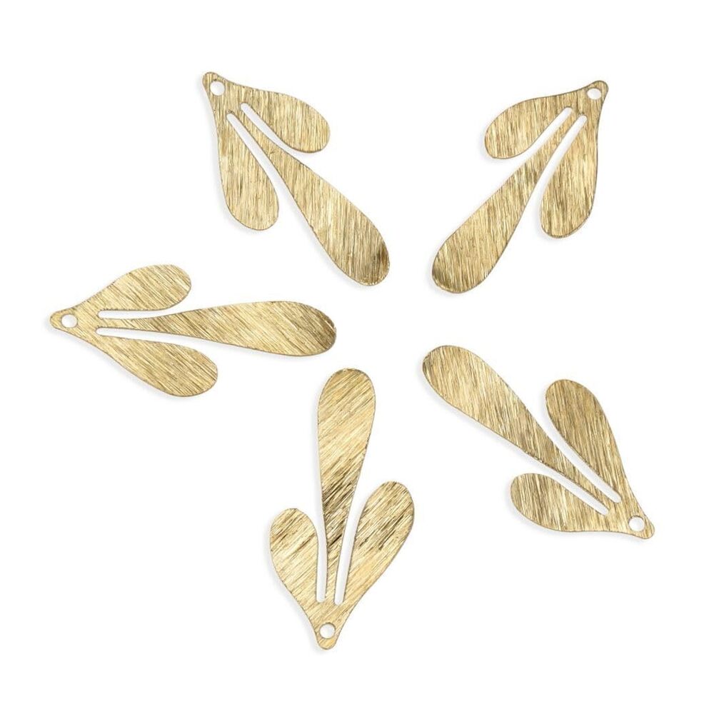 8785 50pcs Adabele Brushed Raw Brass Large Cute 3-Petal Leaf Pendant Drop